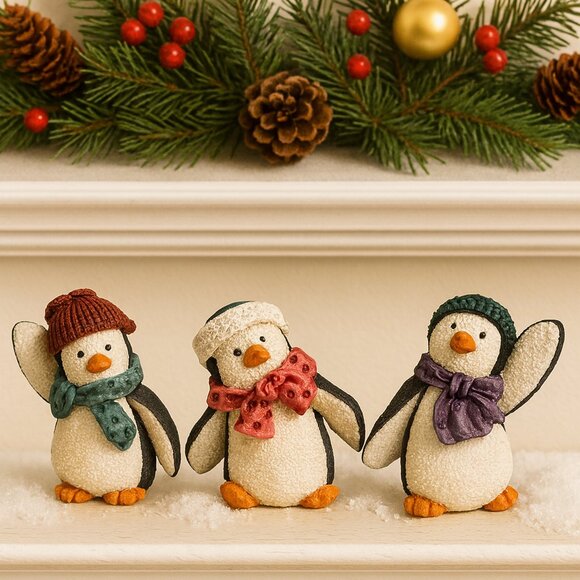 New Artisan Flair Penguin Figurines Winter Christmas Decor 3 Mini Resin lot 1 - Picture 1 of 3